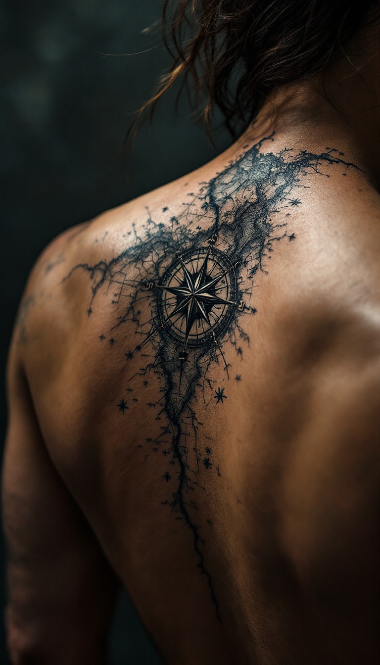 Free Compass Back Art Image - Tattoo, Compass, Cartographic | Download ...