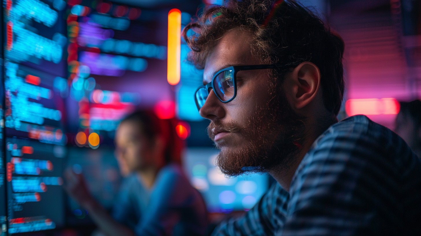 Free Focused Tech Work Image - Technology, Programmer, Neon | Download ...