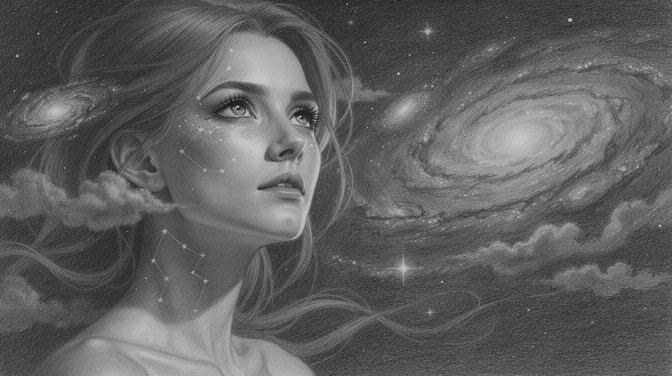 Free Cosmic Woman Portrait Image - Graphite, Portrait, Woman | Download ...