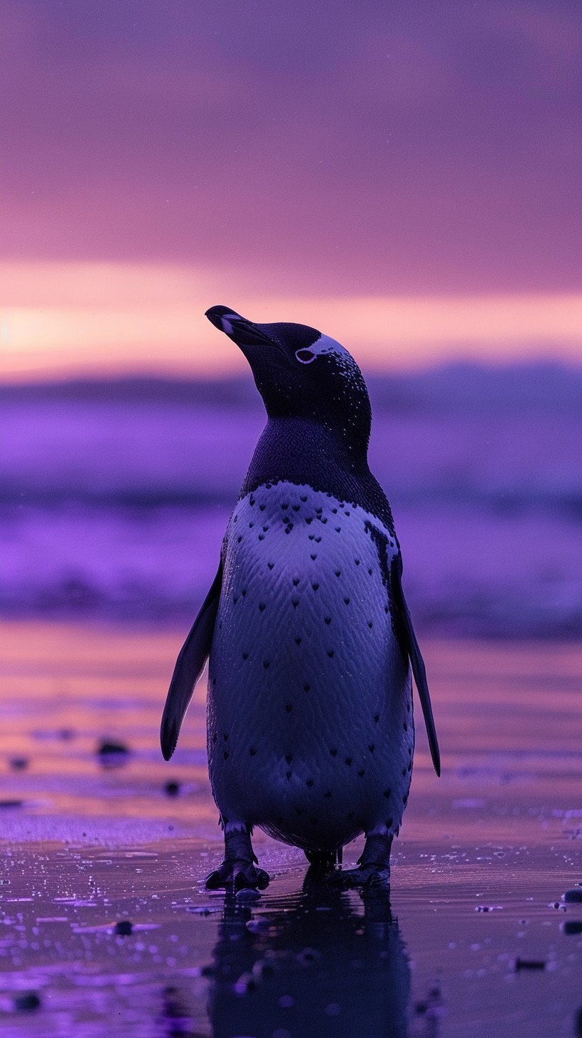 Free Penguin at Sunset Image - Penguin, Sunset, Beach | Download at ...