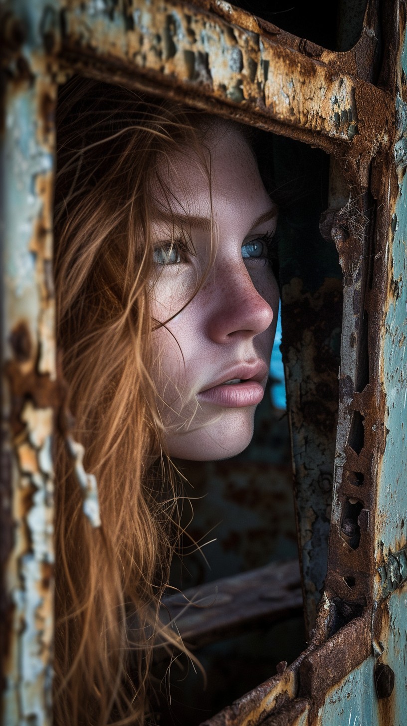Free Gazing Through Rust Image - Woman, Redhead, Contemplative ...