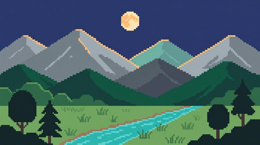 Free Pixelated Mountain Moonlight Image - Pixel, Mountains, Moon ...