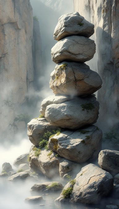 Free Misty Stone Tower Image - Rocks, Boulders, Cairn | Download at ...