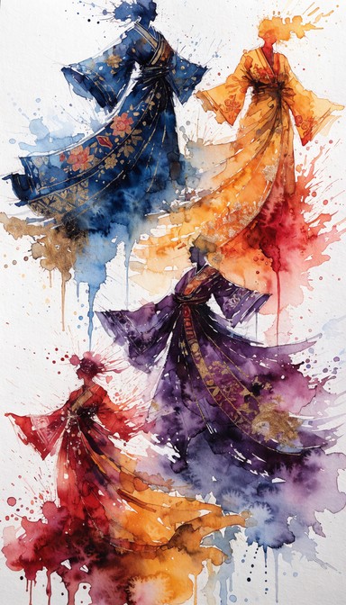 Free Flowing Cultural Robes Image - Watercolor, Painting, Illustration ...