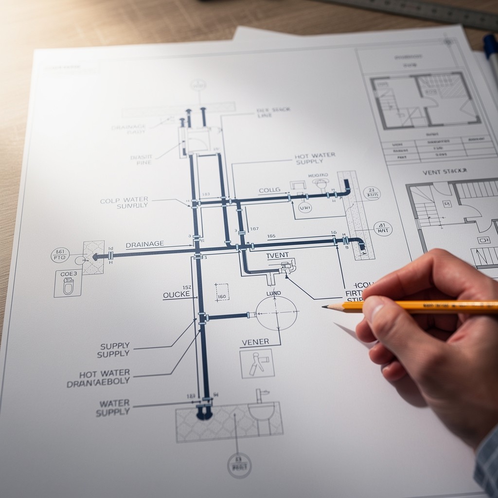 Free Plumbing Blueprint Planning Image - Plumbing, Blueprint, Diagram ...