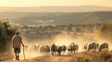 Free Shepherd Guiding Sheep Image - Shepherd, Sheep, Sunset | Download ...