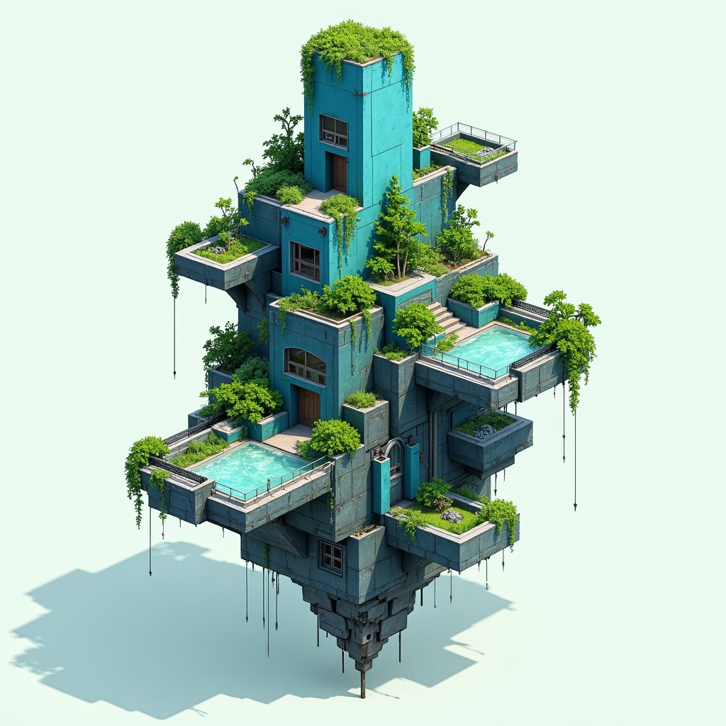 Free Floating Pixel Tower Image - Floating, Tower, Isometric | Download ...