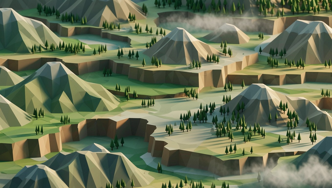 Free Floating Geometric Landscape Image - Landscape, Mountains ...