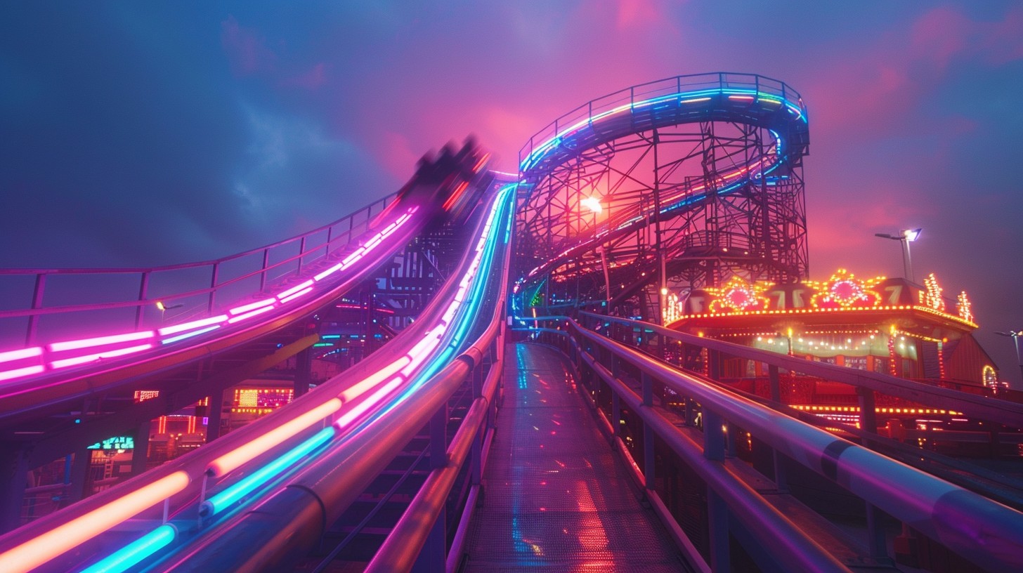 Free Neon Rollercoaster Ride Image - Amusement Park, Neon ...