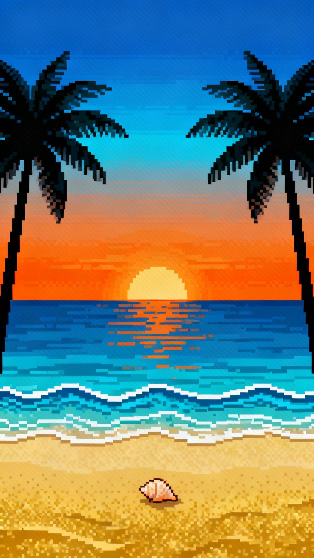 Free Retro Beach Vibes Image - Pixel, Beach, Sunset | Download at StockCake