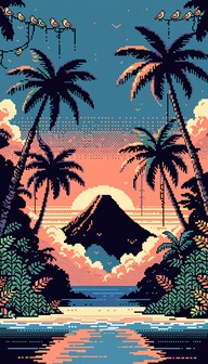 Free Pixel Paradise Sunset Image - Pixel, Retro, Tropical | Download at ...