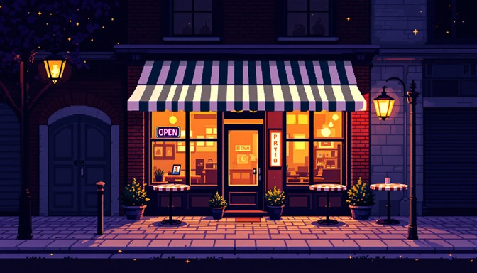 Free Pixel Bistro Twilight Image - Pixelart, Bistro, Cafe | Download at ...