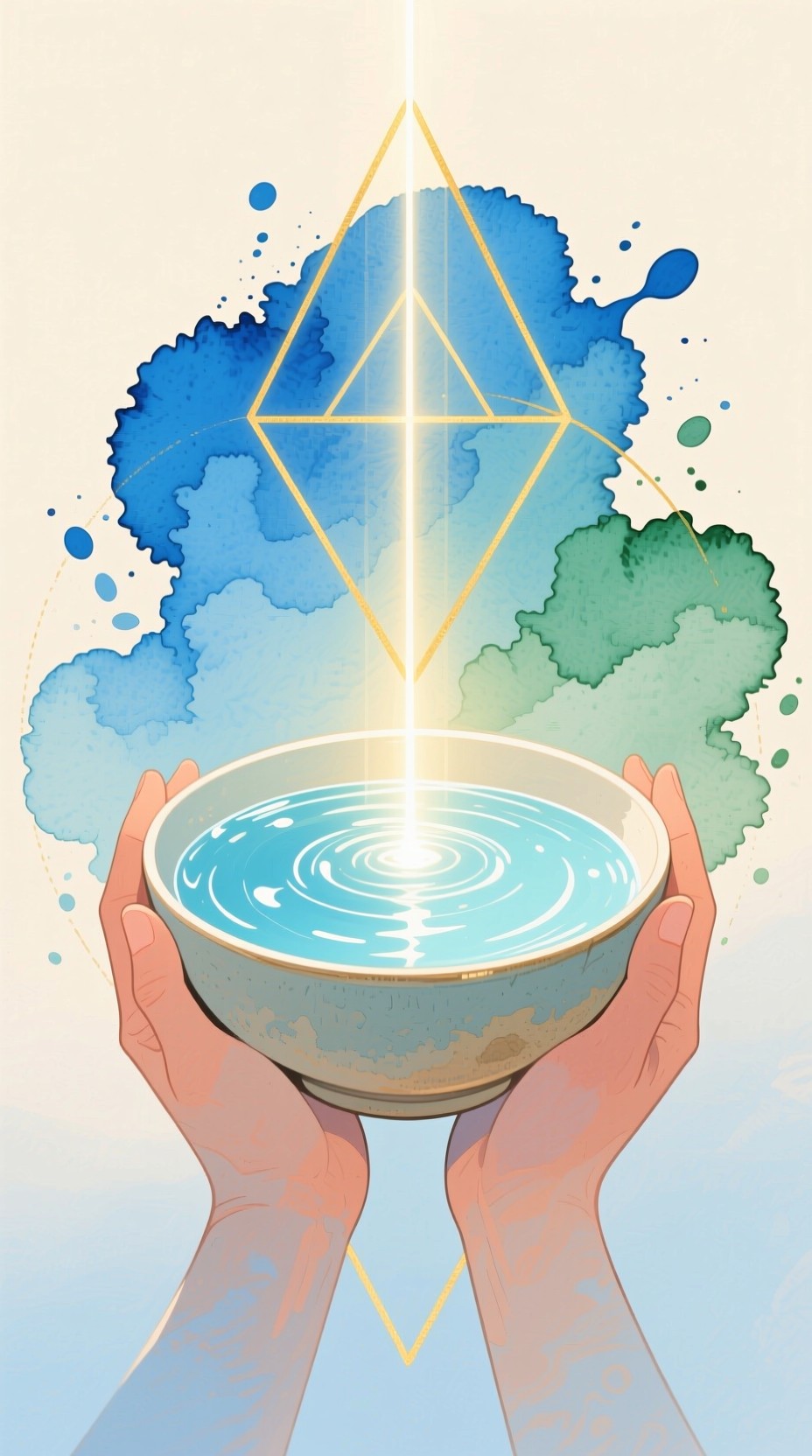 Free Sacred Water Offering Image - Watercolor, Illustration, Hands ...
