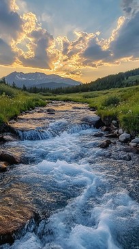 Free Sunset over river Image - Sunset, River, Mountains | Download at ...