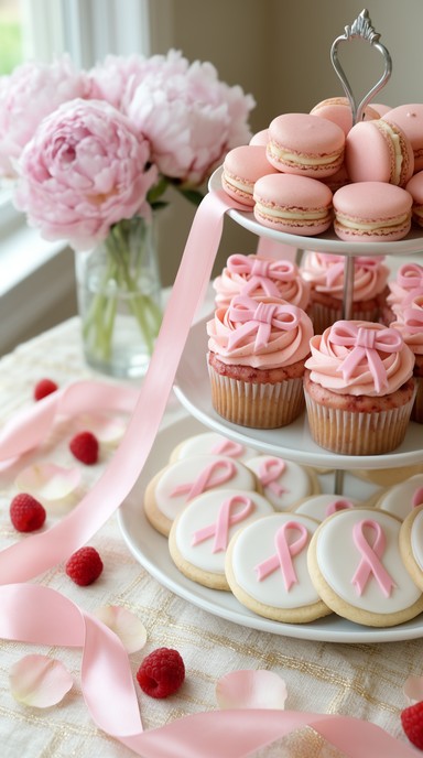 Top 9 Ribbon Download Pink Ribbon Desserts Image - Dessert, Pink, Macarons | StockCake