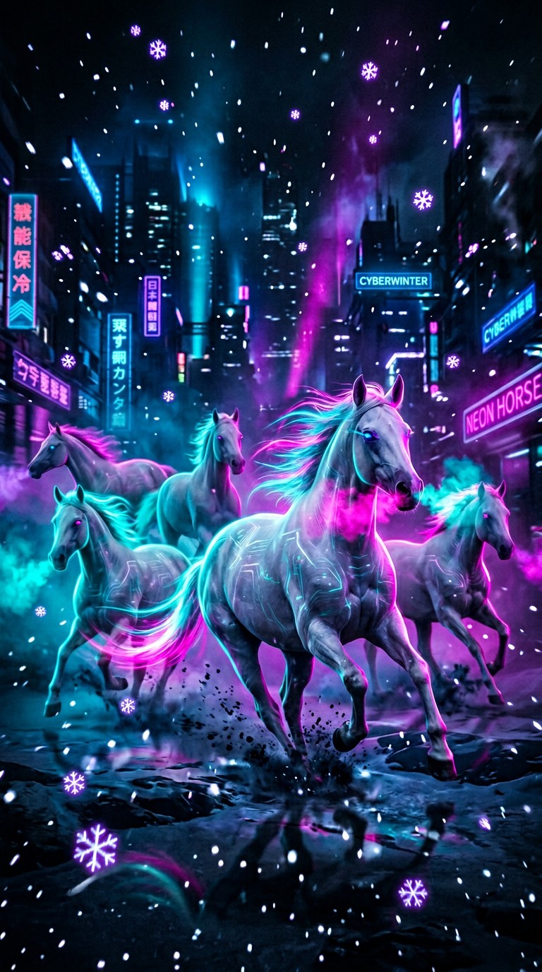 Free Neon Horses Running Image - Horses, Cyberpunk, Neon | Download at ...