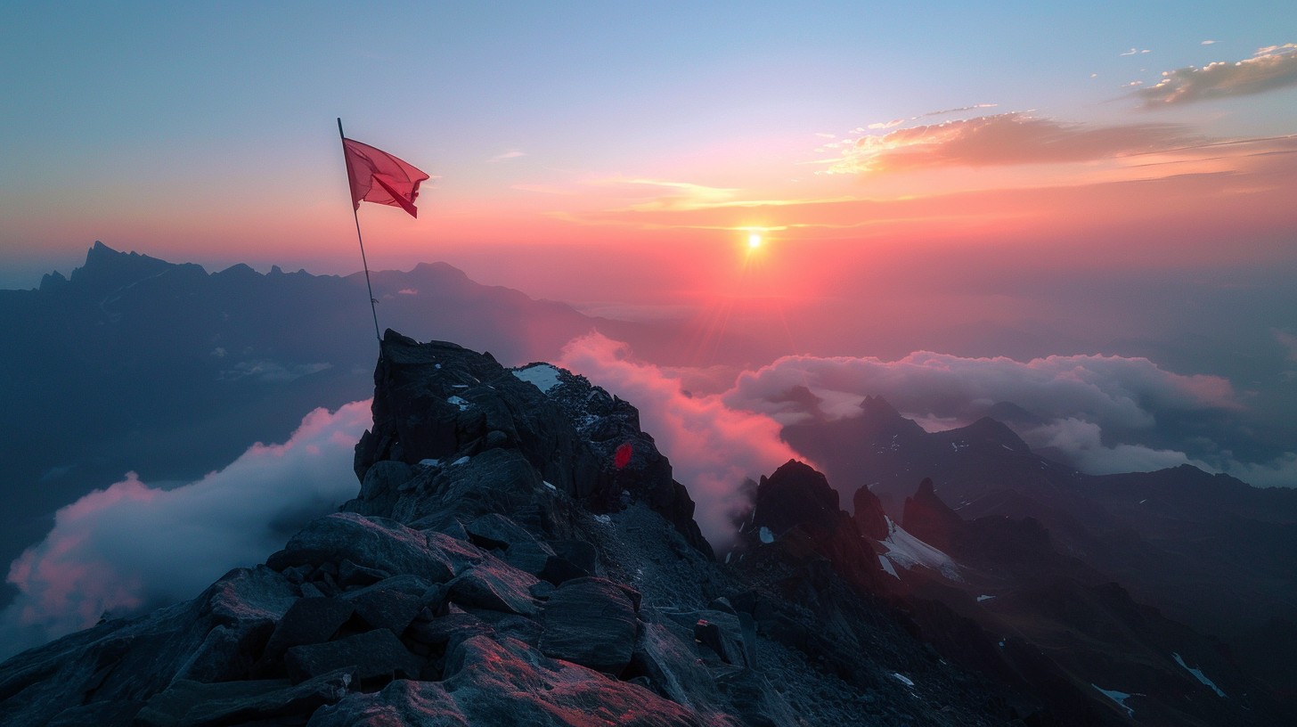 Mont Rouge Summit Free Sunrise Mountain Summit Image - Sunrise, Mountain, Flag | Download ...