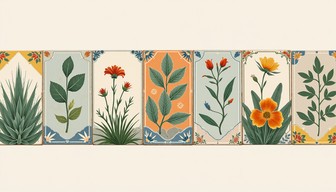 Free Botanical Tile Collection Image - Botanical, Illustration, Floral ...