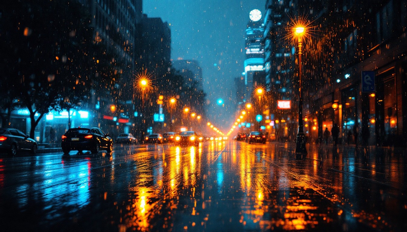 Free Rainy City Lights Image - Rain, City, Night | Download at StockCake