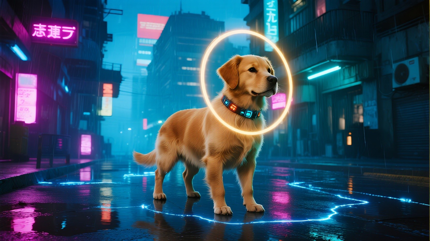 Perro Neon Free Neon Puppy Future Image - Puppy, Cyberpunk, Retriever | Download ...