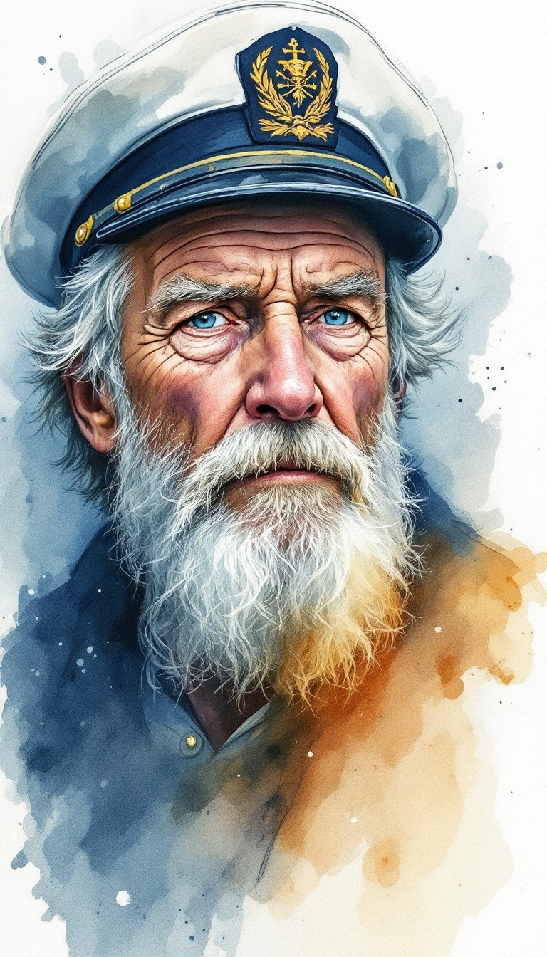 Free Seasoned Maritime Captain Image - Watercolor, Maritime, Naval ...