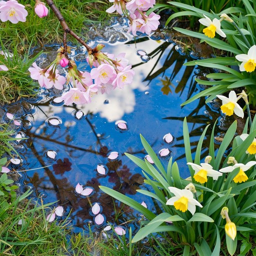 Spring Puddle Pictures Free Spring Puddle Reflection Image - Spring, Petals, Blossoms ...
