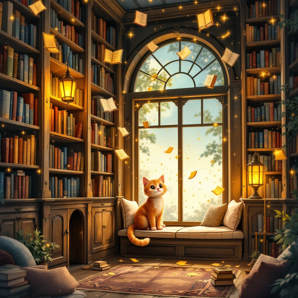 Library Cat Simple Free Magical Library Cat Photo - Library, Magical, Cat | Download at ...