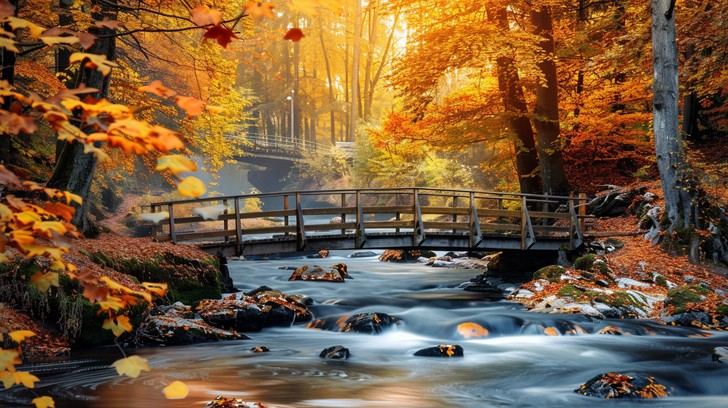 Free Autumn Bridge Serenity Image - Autumn, Bridge, Stream | Download ...