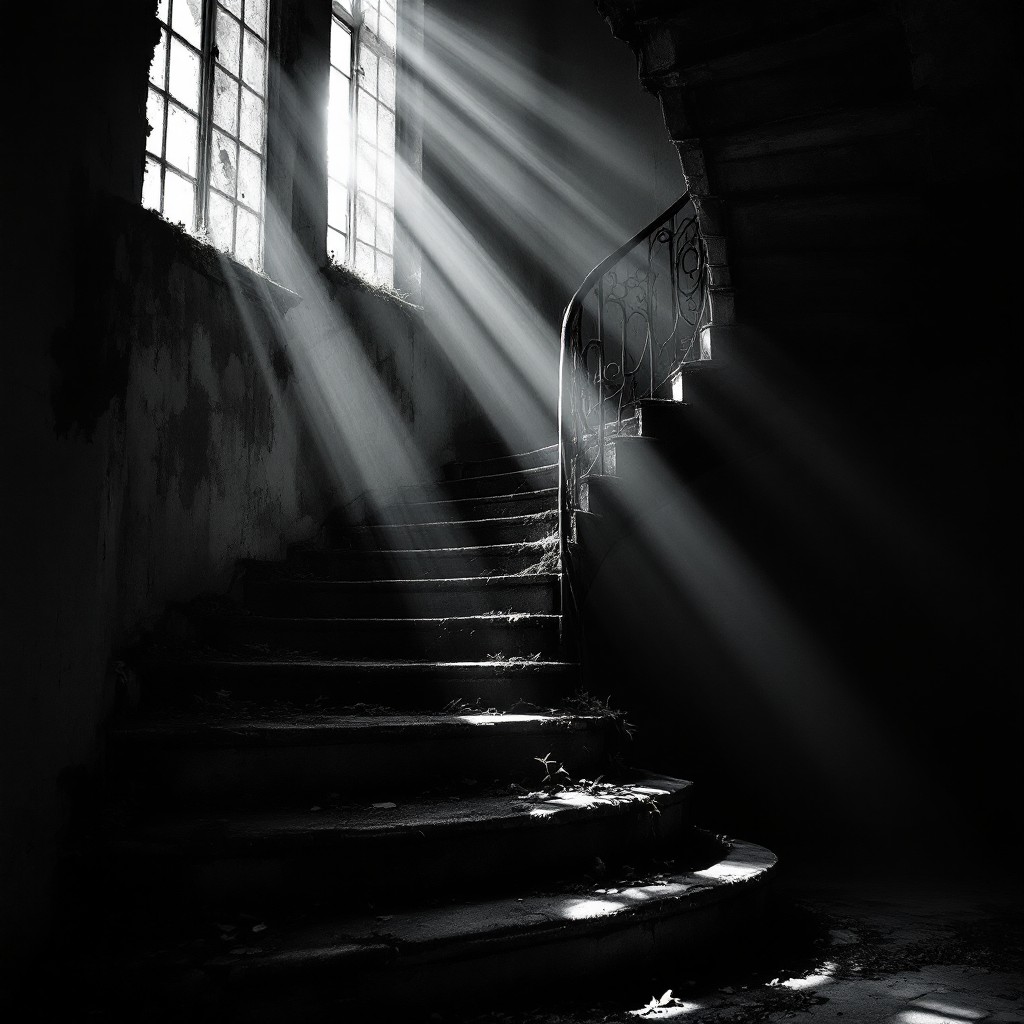 Download Ascending Into Shadow Image - Staircase, Abandoned, Monochrome ...