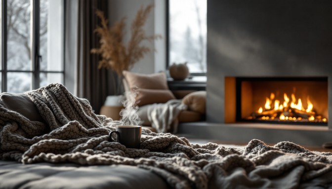 Free Fireside Comfort Scene Image - Cozy, Fireplace, Sunlight ...