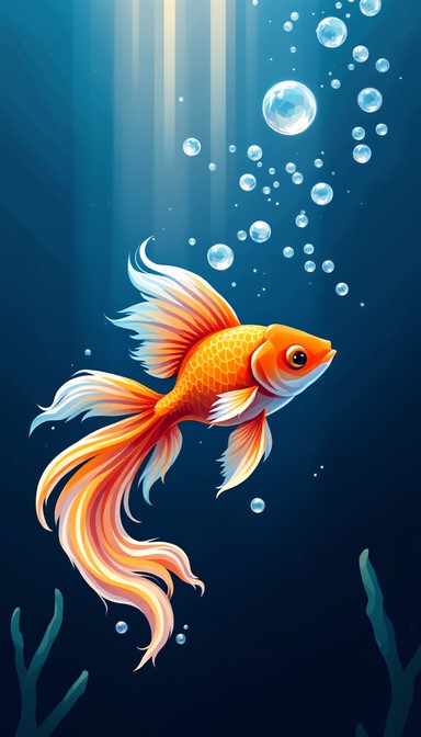 Download Golden Ocean Dream Image - Goldfish, Pixel, Art | StockCake