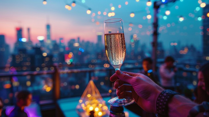 Toasting Event Background Free Elevated Toasting Moment Image - Champagne, Celebration, Cityscape ...