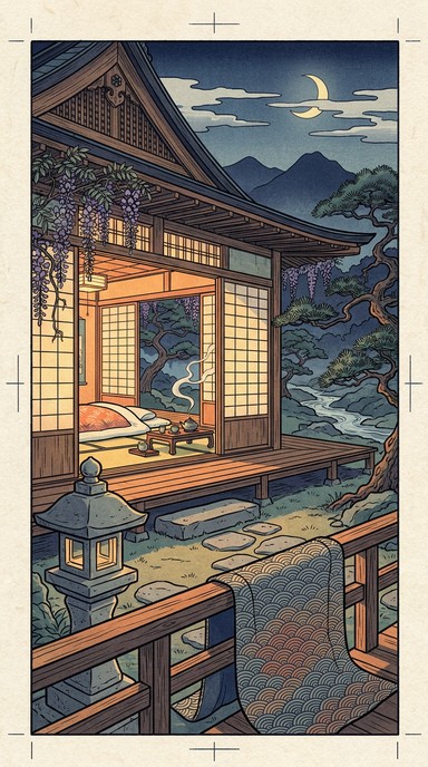 Stone Path Texture Png A stunning ukiyo-e woodblock print illustration depicting a peaceful ...