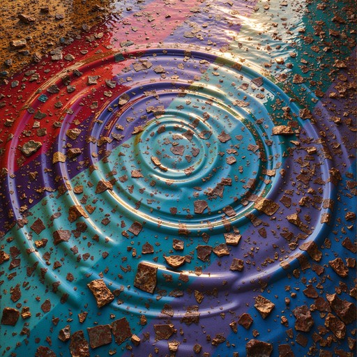 Concentric circles ripple across a mesmerizing terrazzo surface ...