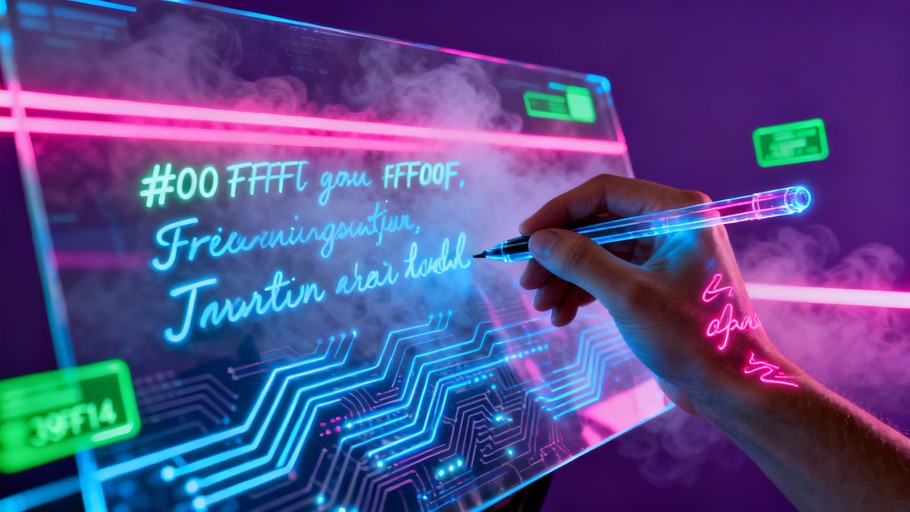 Advanced Technology Calligraphy Free Neon Digital Writing Photo - Holographic, Cyberpunk, Neon ...
