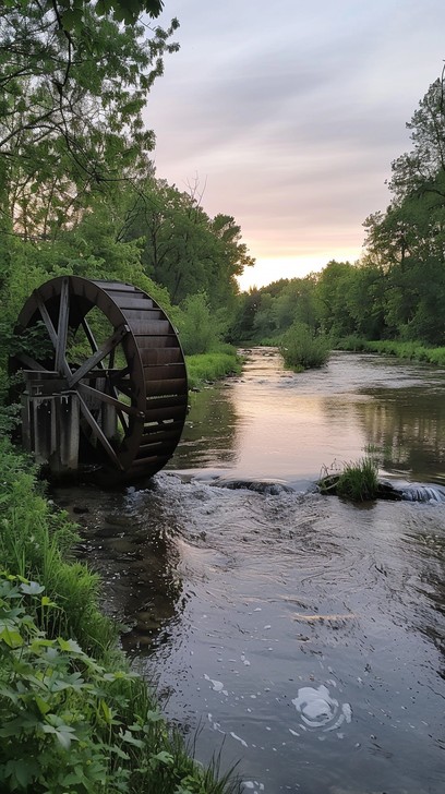 Free Serene Waterwheel Scene Image - Waterwheel, Stream, Forest ...
