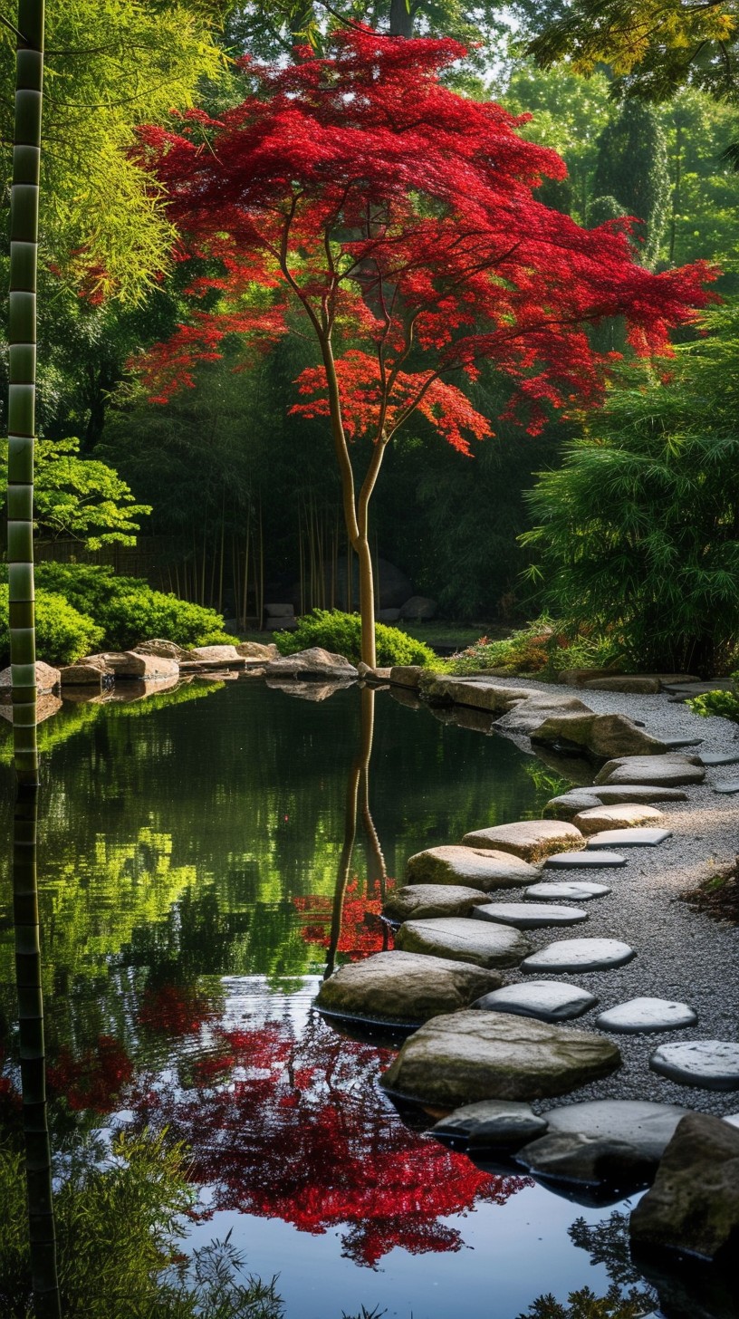 Free Serene Nature Escape Image - Red, Tree, Pond | Download at StockCake