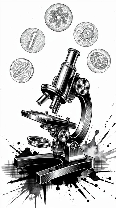 Free Vintage Microscope Illustration Image - Microscope, Vintage ...