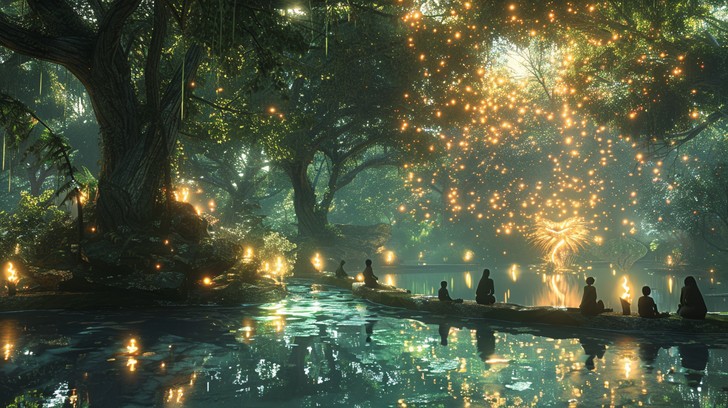 Free Enchanted Forest Scene Image - Enchanted, Forest, Fireflies ...