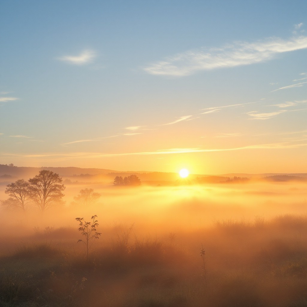 Free Misty sunrise landscape Image - Sunrise, Mist, Landscape ...
