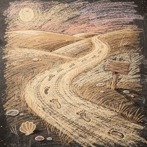 Free Winding Desert Path Image - Illustration, Chalk, Crayon | Download ...