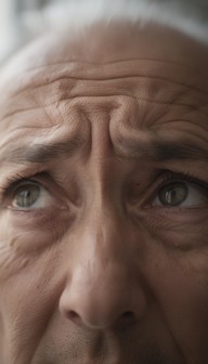 elderly person showing anxious expression worry irritability facial expression
