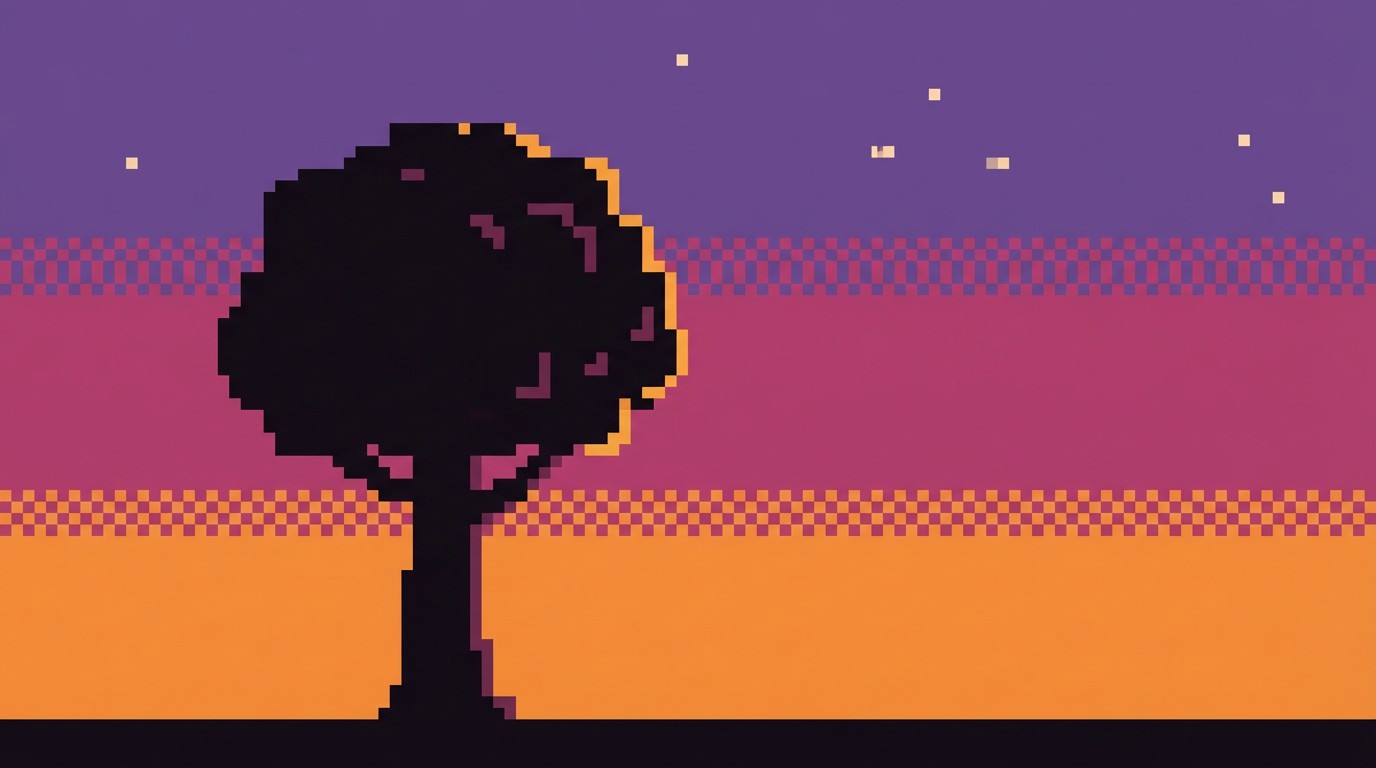 Free Pixel Sunset Tree Image - Pixel, Tree, Sunset | Download at StockCake