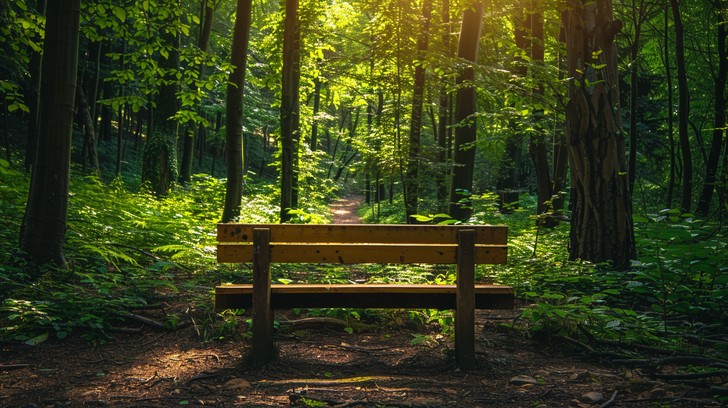 Free Serene Forest Bench Image - Forest, Sunlight, Bench | Download at ...