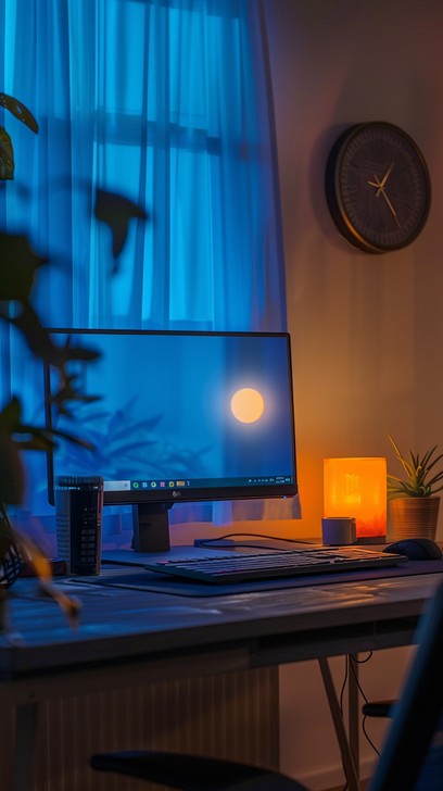 Free Nighttime office setup Image - Office, Night, Computer | Download ...