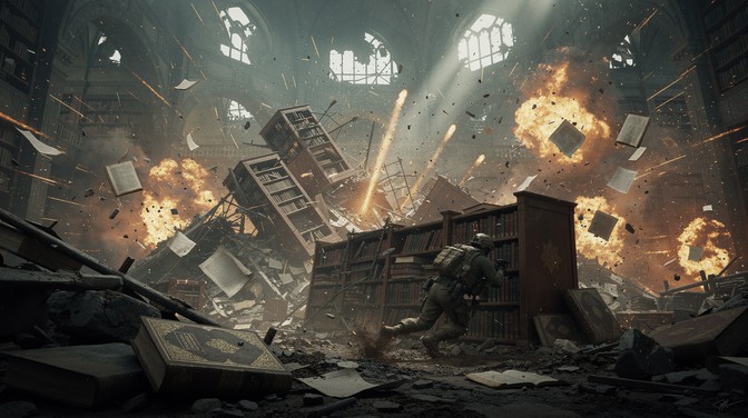 Library Battle Free Library Under Fire Image - War, Battlefield, Library | Download at ...