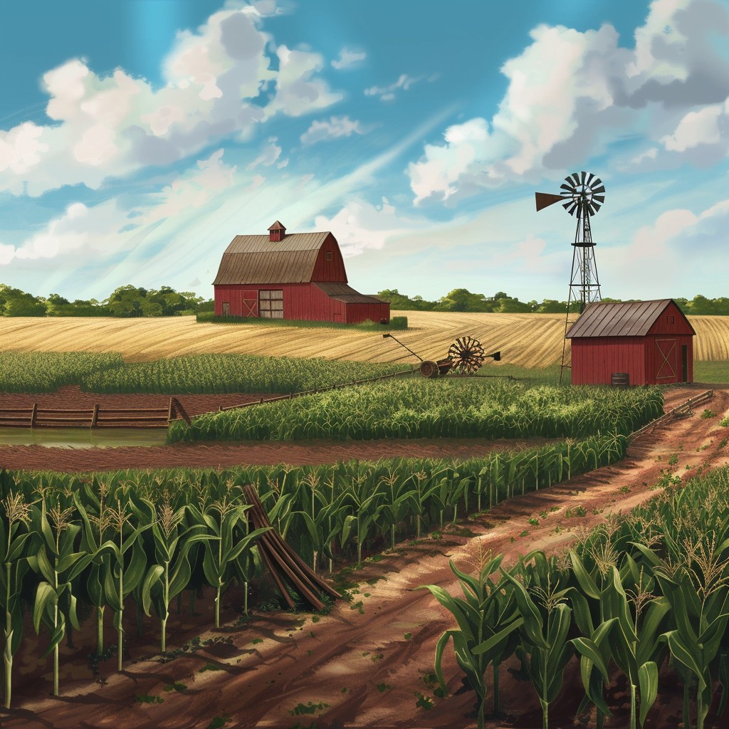Free Idyllic Farm Scene Image - Farm, Barn, Windmill | Download at ...