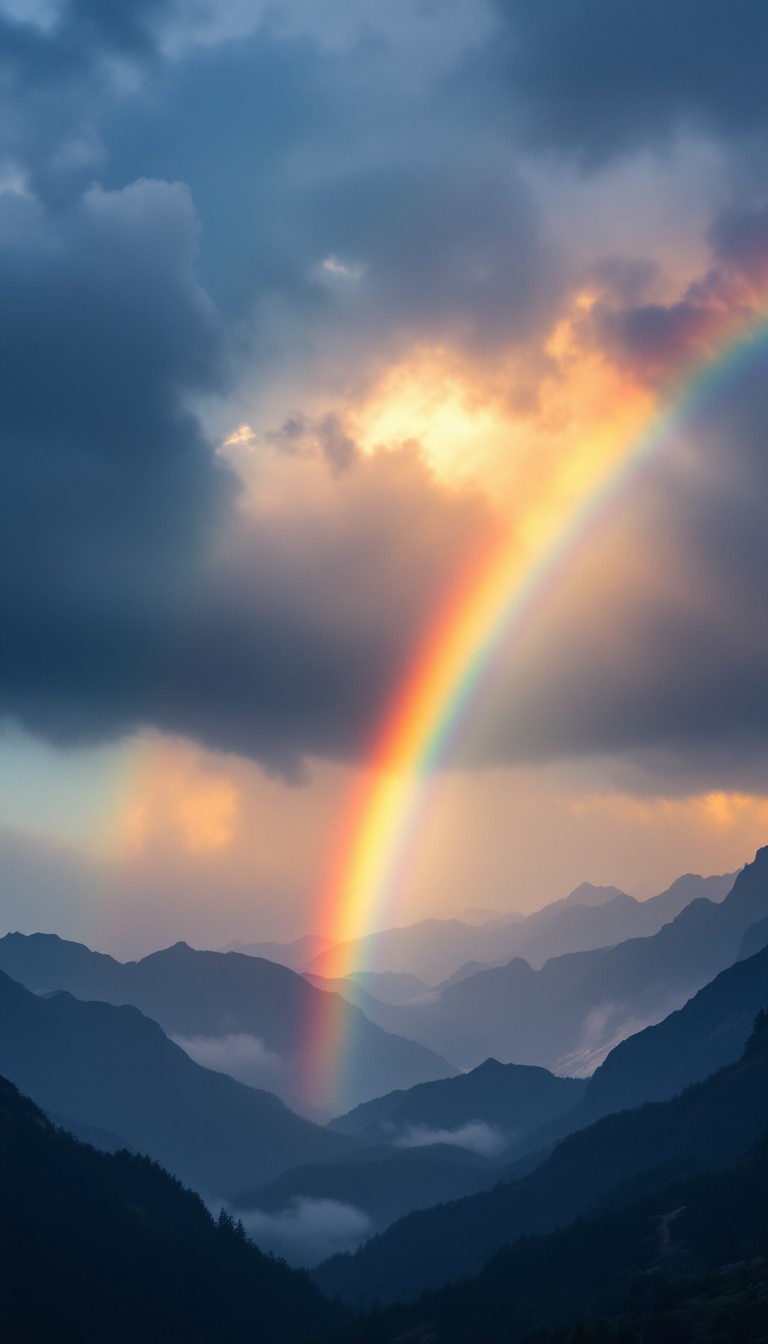 Free Majestic Mountain Rainbow Image - Rainbow, Mountains, Storm ...