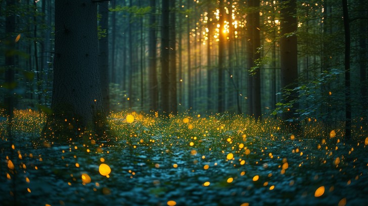 Free Enchanted Forest Twilight Image - Forest, Twilight, Fireflies ...