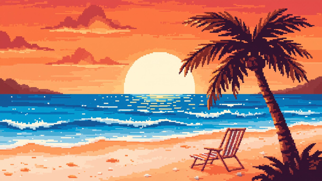 Free Pixel Beach Sunset Image - Pixel, Beach, Sunset | Download at ...